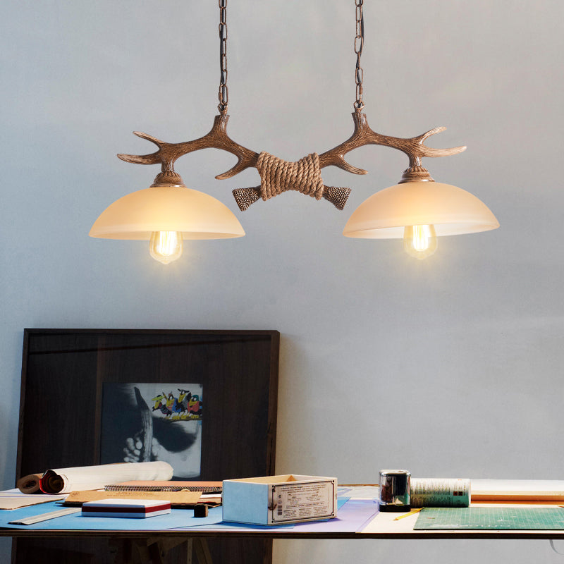 White Bowl Pendant Lighting Fixture Traditional Metal Restaurant Ceiling Pendant Light