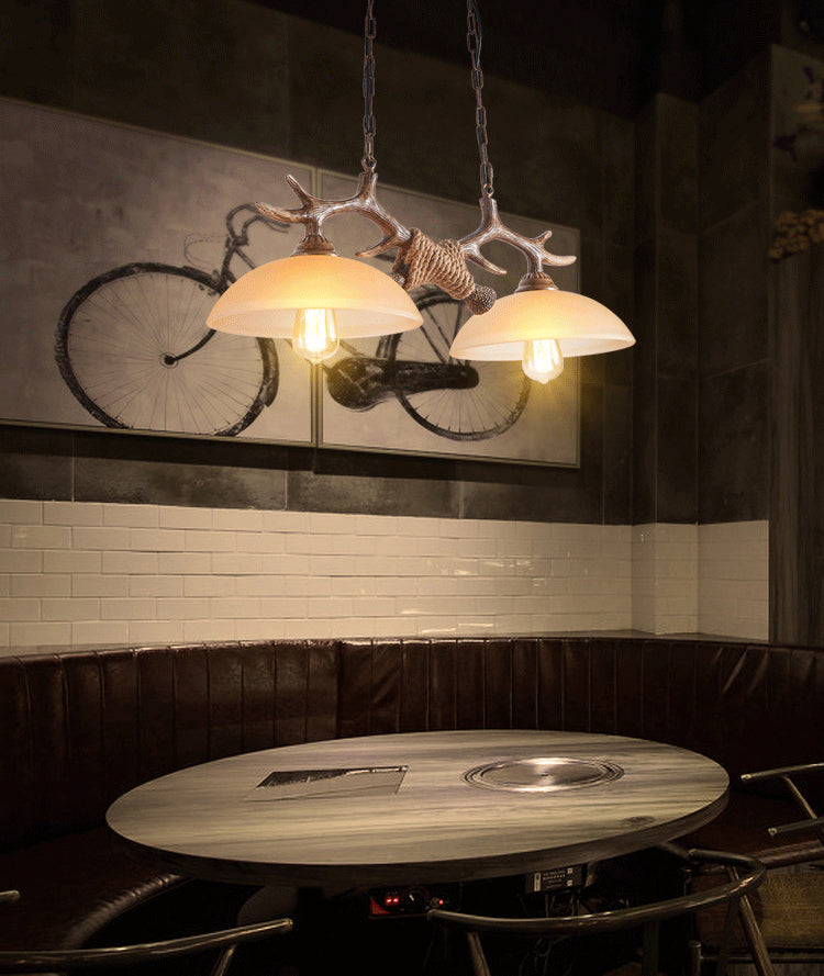 White Bowl Pendant Lighting Fixture Traditional Metal Restaurant Ceiling Pendant Light