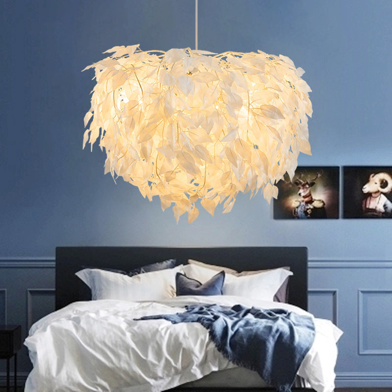 Sphere Feather Chandelier Pendant Light Contemporary Bedroom Suspended Lighting Fixture