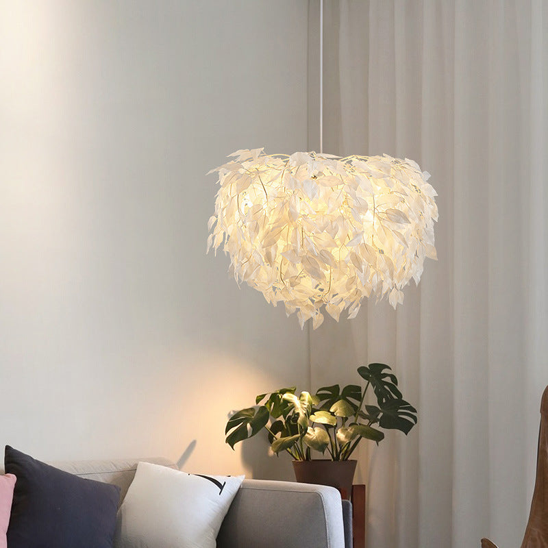 Sphere Feather Chandelier Pendant Light Contemporary Bedroom Suspended Lighting Fixture