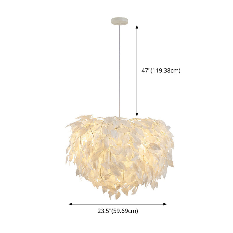 Sphere Feather Chandelier Pendant Light Contemporary Bedroom Suspended Lighting Fixture