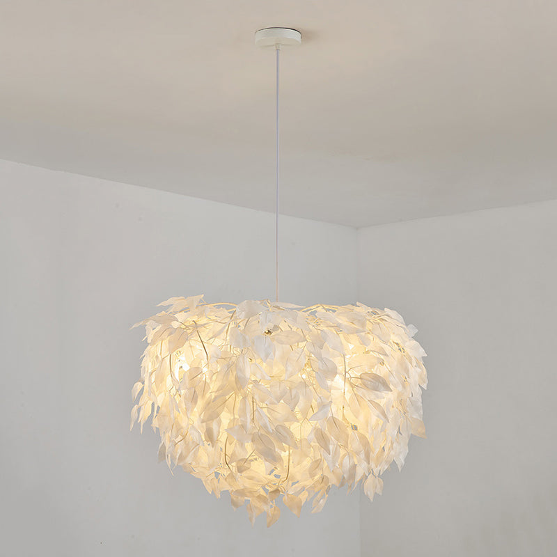Sphere Feather Chandelier Pendant Light Contemporary Bedroom Suspended Lighting Fixture