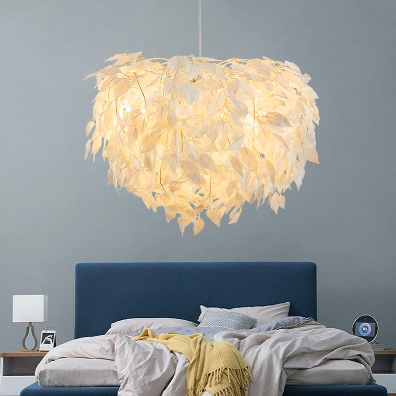 Sphere Feather Chandelier Pendant Light Contemporary Bedroom Suspended Lighting Fixture