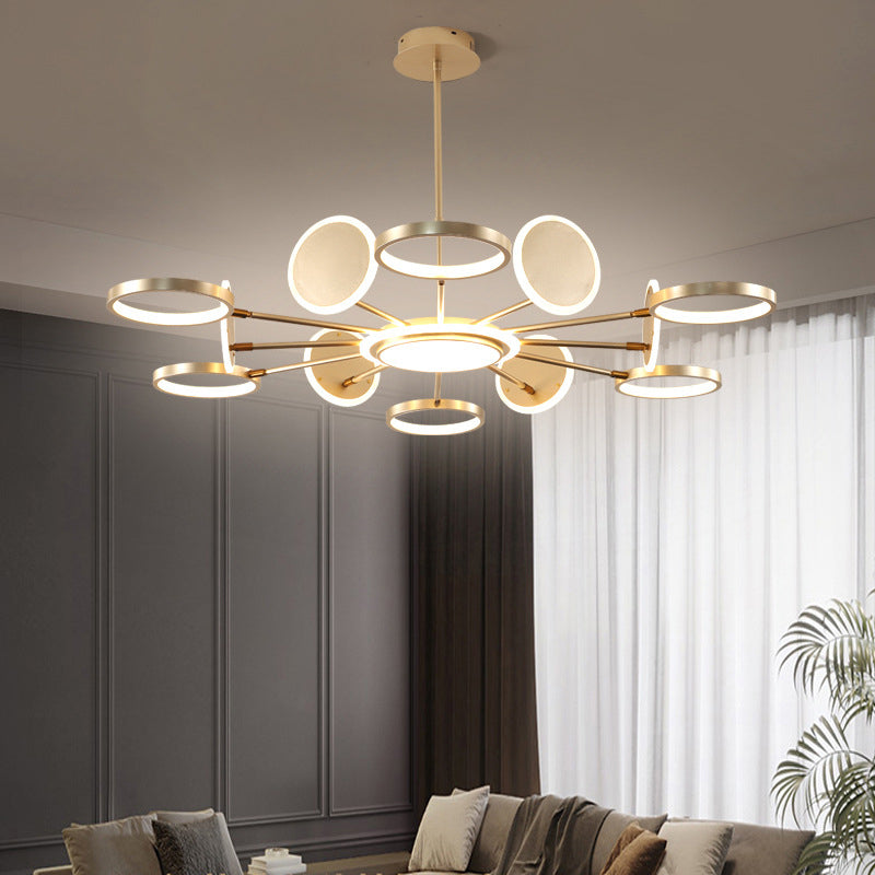 Nordic Style LED Hanging Light Fixture Circles Hanging Chandelier with Metal Shade