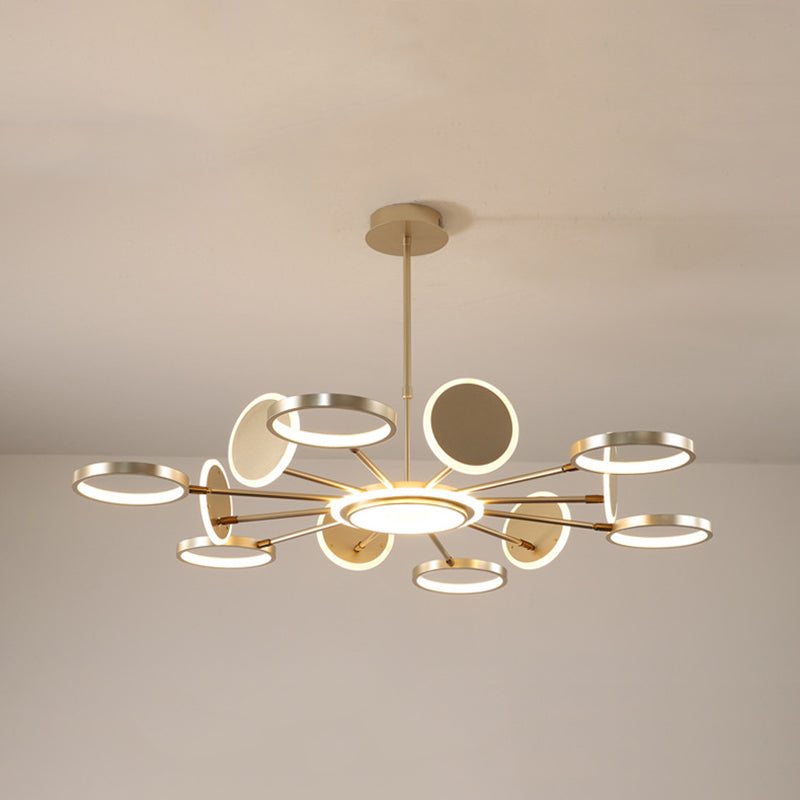 Nordic Style LED Hanging Light Fixture Circles Hanging Chandelier with Metal Shade