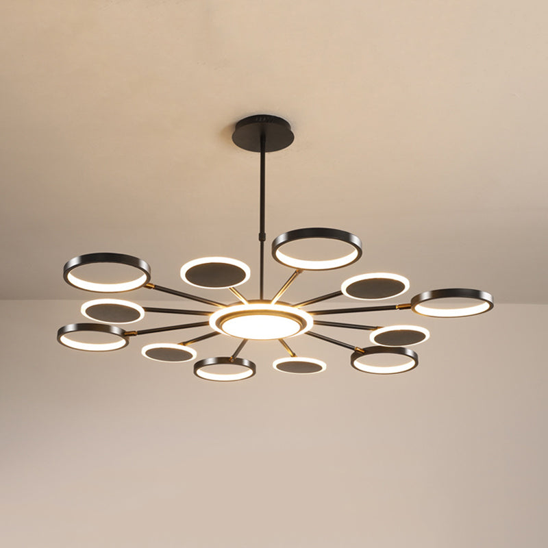 Nordic Style LED Hanging Light Fixture Circles Hanging Chandelier with Metal Shade