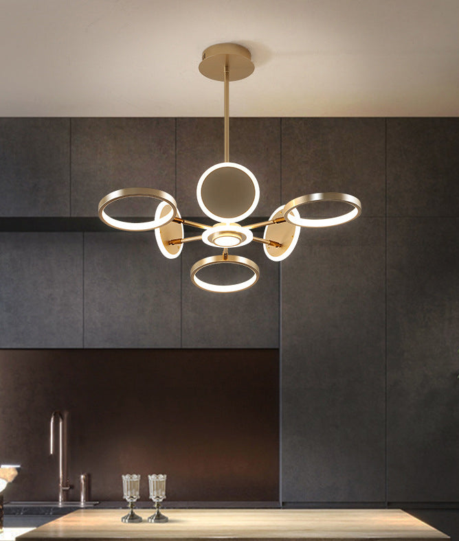 Nordic Style LED Hanging Light Fixture Circles Hanging Chandelier with Metal Shade