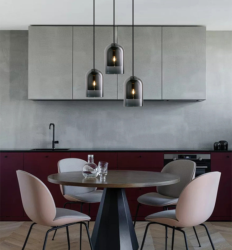 Double Glass Shade Mini Bell Shaped Hanging Light Contemporary Minimalism Single Bulb Lighting Pendant with 59" Adjustable Suspension Wire