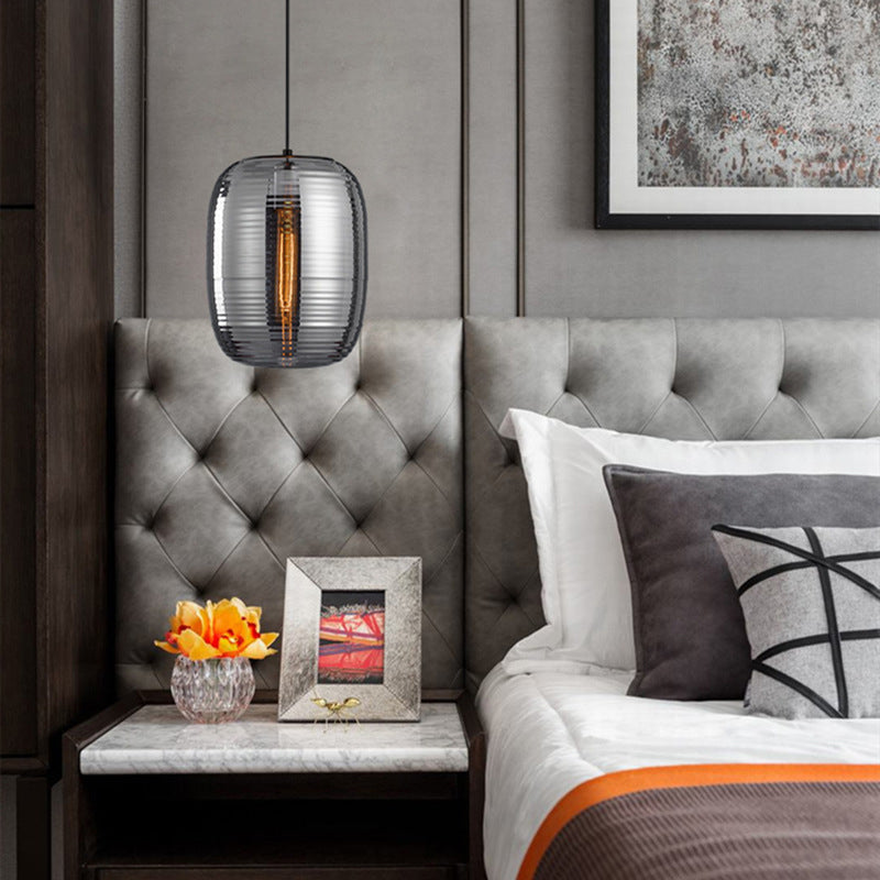 Luz colgante de vidrio de tambor de 11.8 "H