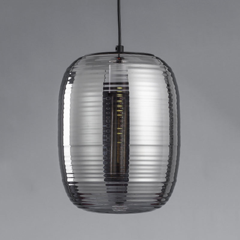 Luz colgante de vidrio de tambor de 11.8 "H