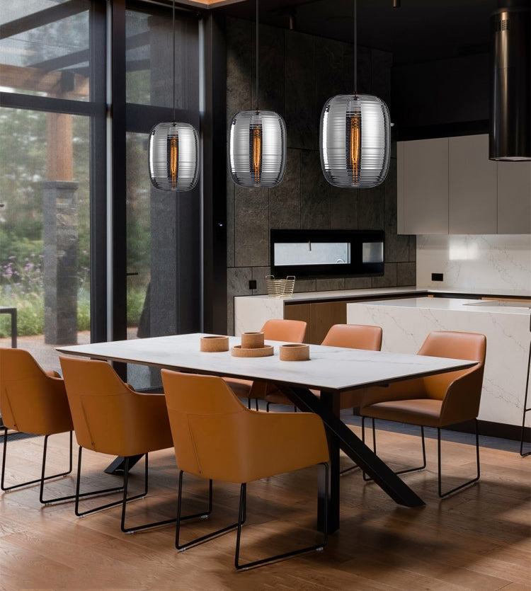 Luz colgante de vidrio de tambor de 11.8 "H