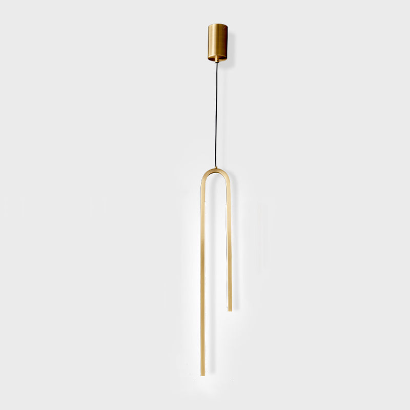 Luz de colgante LED lineal curvado de latón techo de metal Cuelga de colgantes para sala de estar