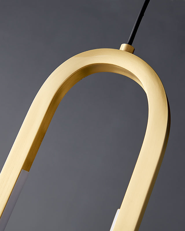 Luz de colgante LED lineal curvado de latón techo de metal Cuelga de colgantes para sala de estar