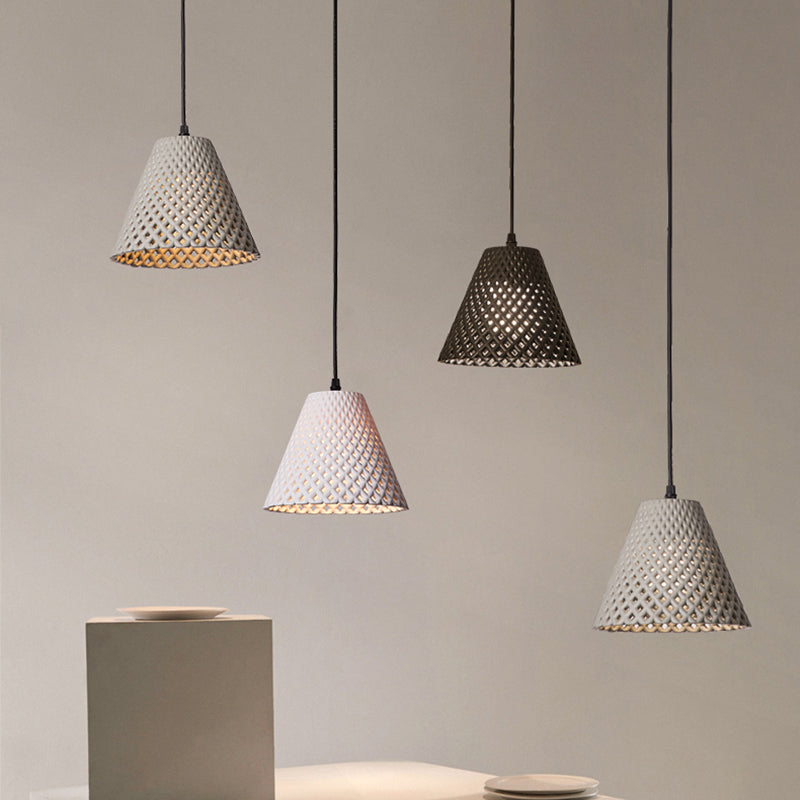 1 Licht ausgehöhlte Suspensionsbeleuchtung Nordisches Kunstzement-Anhänger Licht für Wohnzimmer