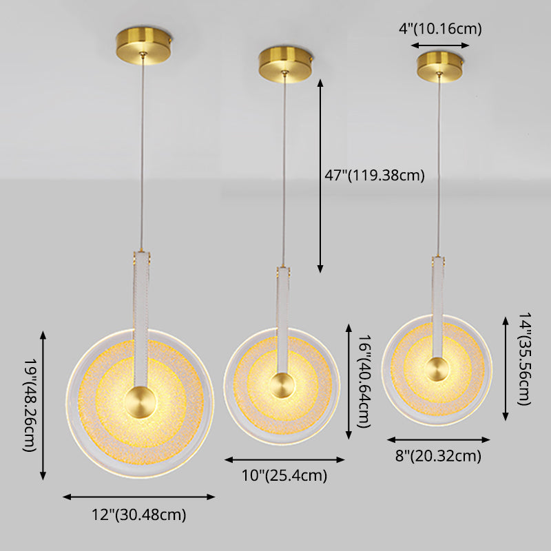 Messing schijf suspensie licht postmoderne getextureerde glazen led-droplamp met lederen band