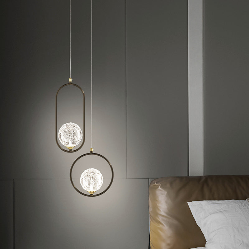 Strukturierte Kristallglaskugel Anhänger Einfachheit 1 Kopfpendel Licht für Schlafzimmer