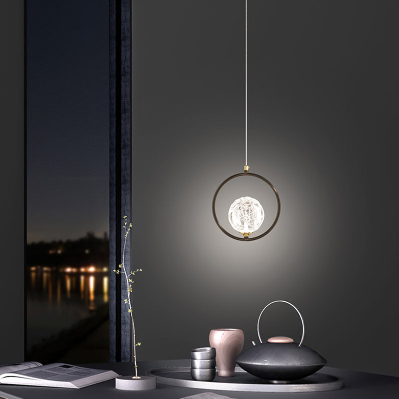 Strukturierte Kristallglaskugel Anhänger Einfachheit 1 Kopfpendel Licht für Schlafzimmer
