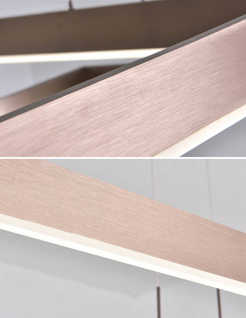 Minimalist Squared Hanging Ceiling Light Metal Living Room LED Chandelier Pendant Light in Coffee