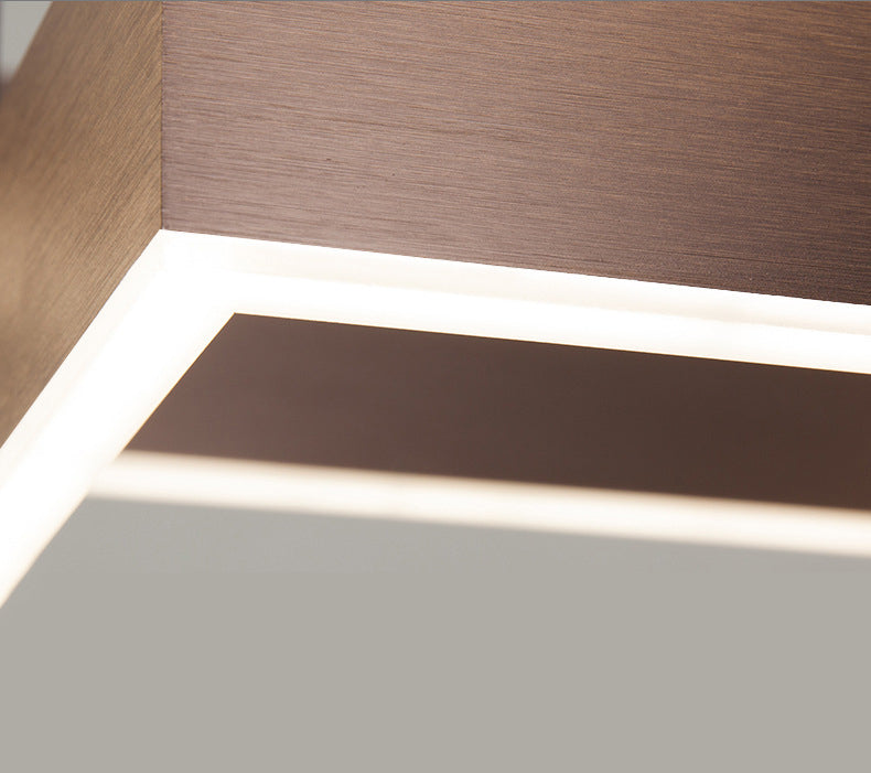 Minimalist Squared Hanging Ceiling Light Metal Living Room LED Chandelier Pendant Light in Coffee