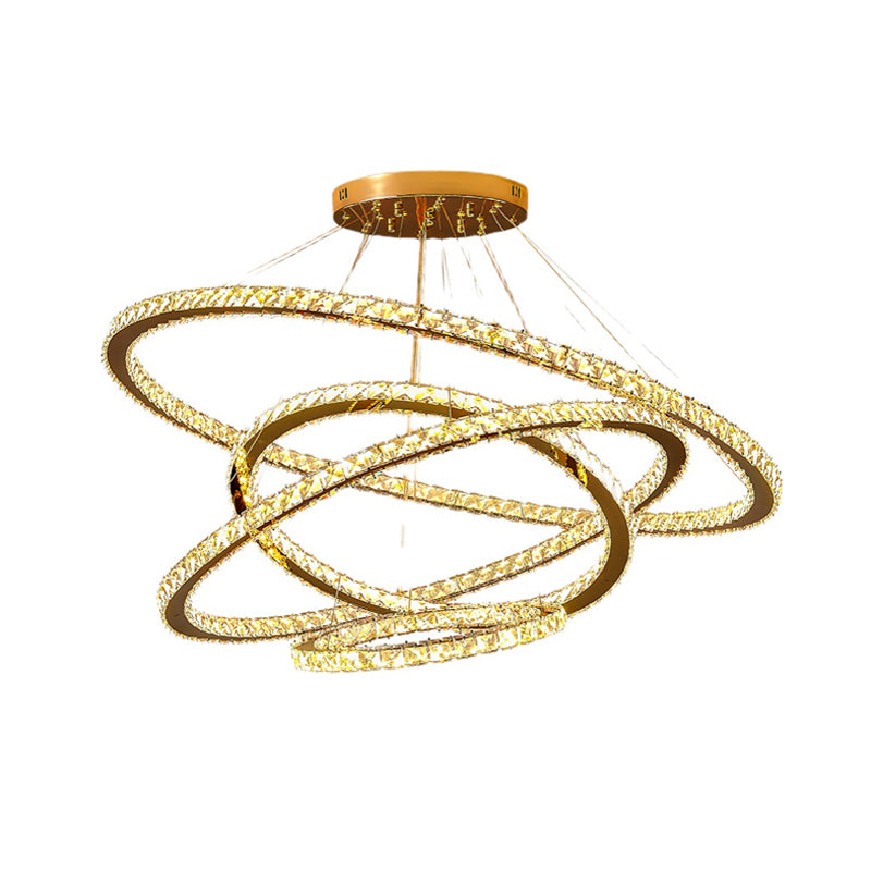 New Modern Gold Tiered Chandelier Light Fixtures Crystal LED Hanging Lamp for Living Room