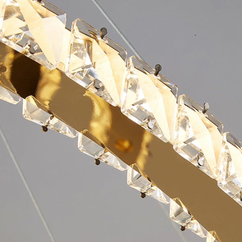 New Modern Gold Tiered Chandelier Light Fixtures Crystal LED Hanging Lamp for Living Room