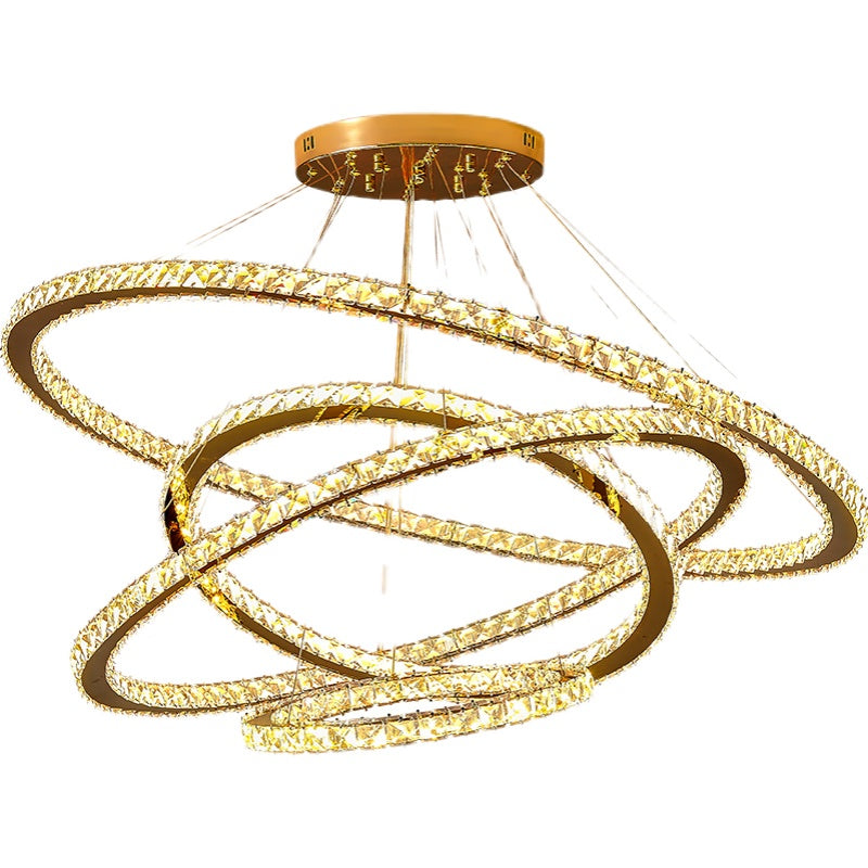 New Modern Gold Tiered Chandelier Light Fixtures Crystal LED Hanging Lamp for Living Room