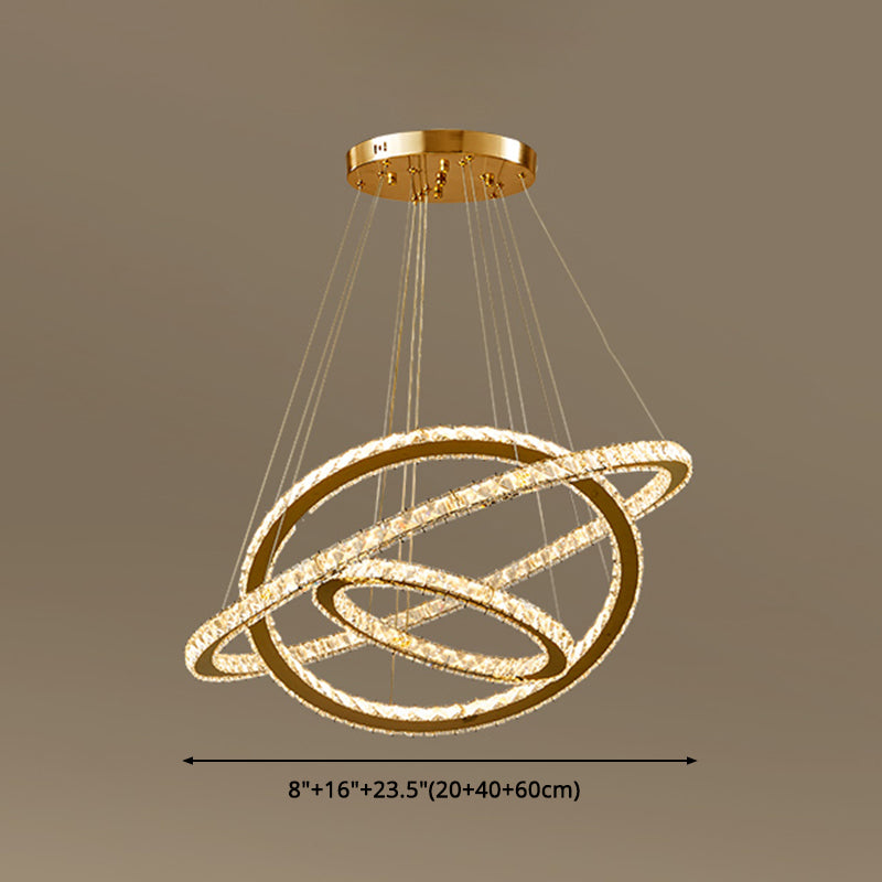 New Modern Gold Tiered Chandelier Light Fixtures Crystal LED Hanging Lamp for Living Room