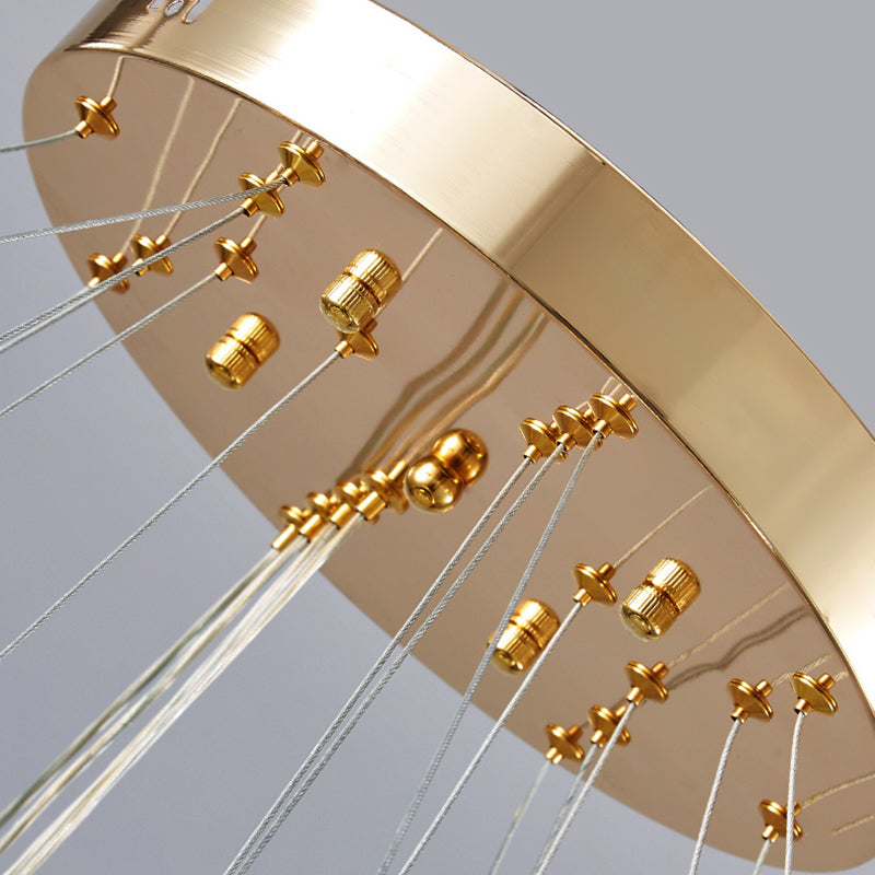 New Modern Gold Tiered Chandelier Light Fixtures Crystal LED Hanging Lamp for Living Room