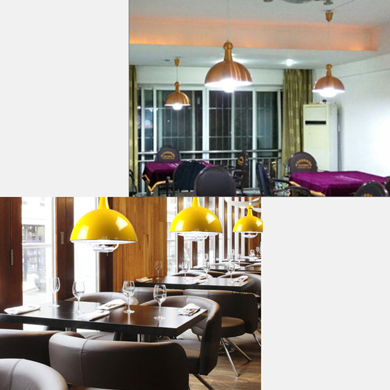 Macaron Hemispherical Suspension Lighting Metal 1-Light Dining Room Pendant Light with Pull Down Handle