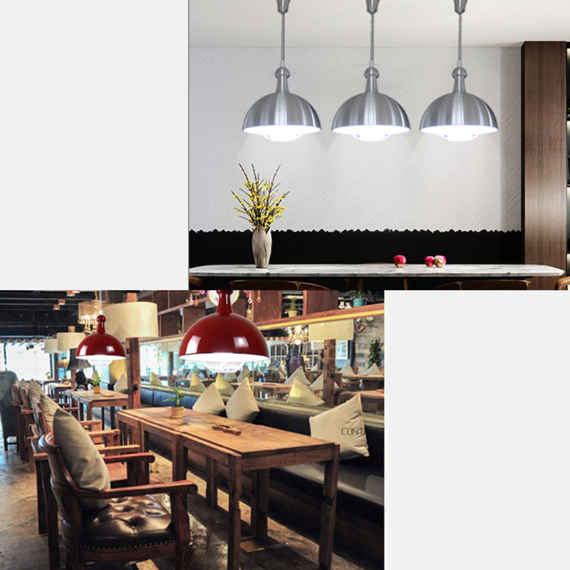 Macaron Hemispherical Suspension Lighting Metal 1-Light Dining Room Pendant Light with Pull Down Handle