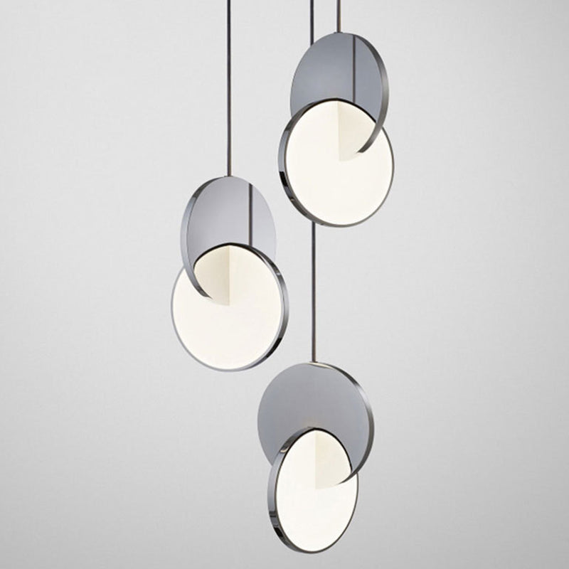 Embedded Round Piece Creative LED Hanging Light Post-modern Style Metal Pendant Lamp for Coffee Shop Restaurants