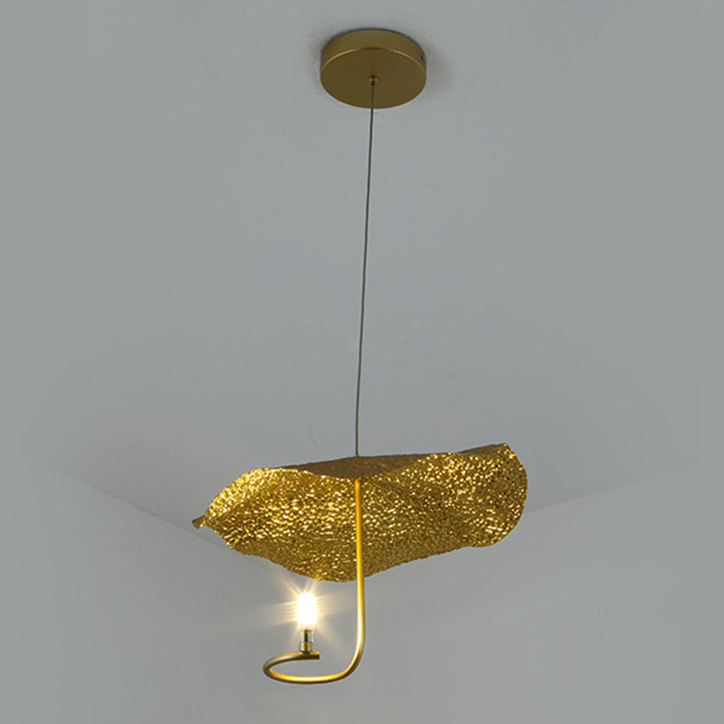 Luz de colgante de novedad posmoderna lámpara de loto de loto de loto con sombra de metal