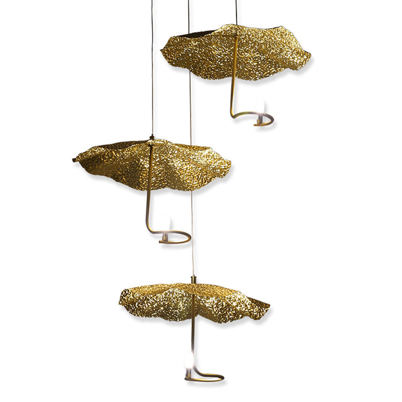 Luz de colgante de novedad posmoderna lámpara de loto de loto de loto con sombra de metal