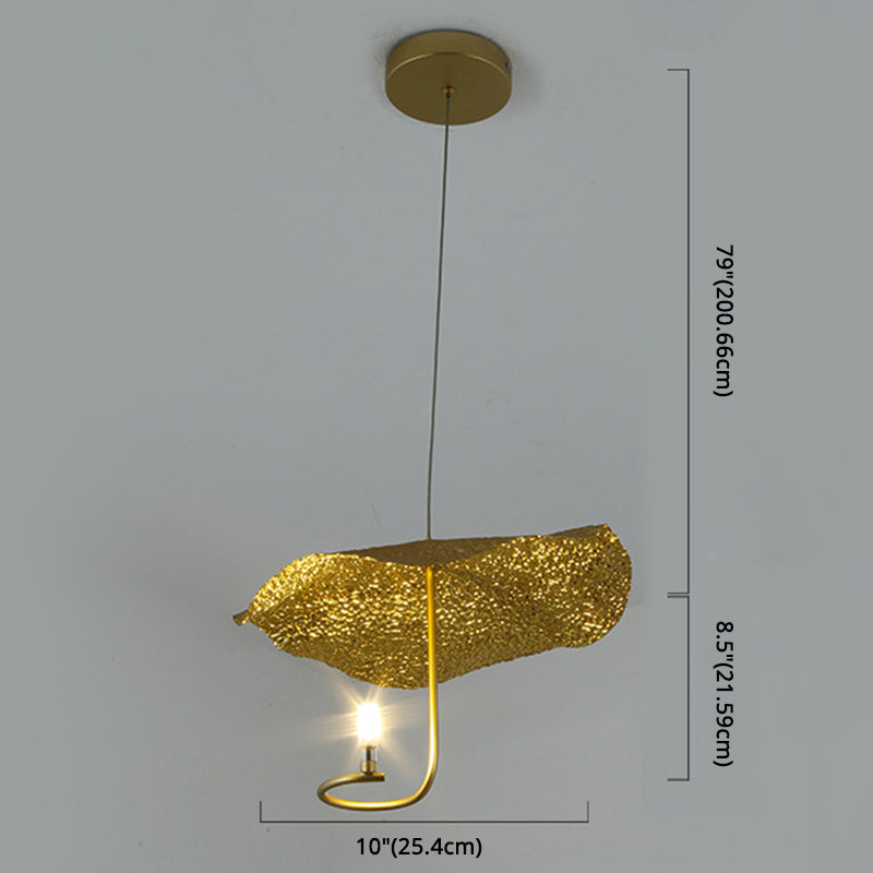 Luz de colgante de novedad posmoderna lámpara de loto de loto de loto con sombra de metal