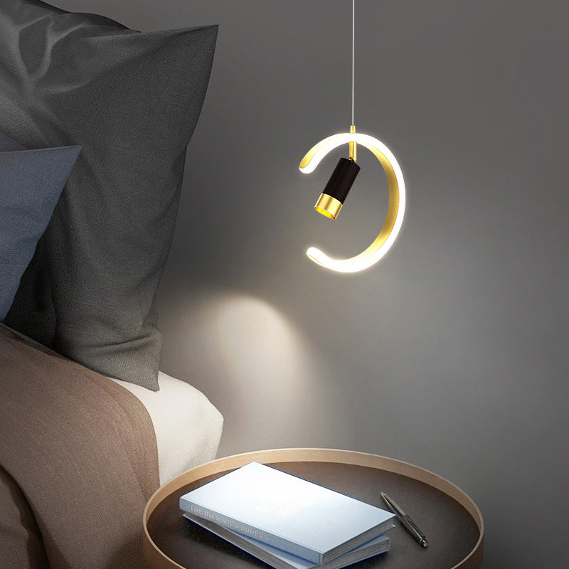 Acrylc C Pendelleuchten Scheinwerfer Einfachheit Schwarz und Gold LED Hängende Lampe für Schlafzimmer