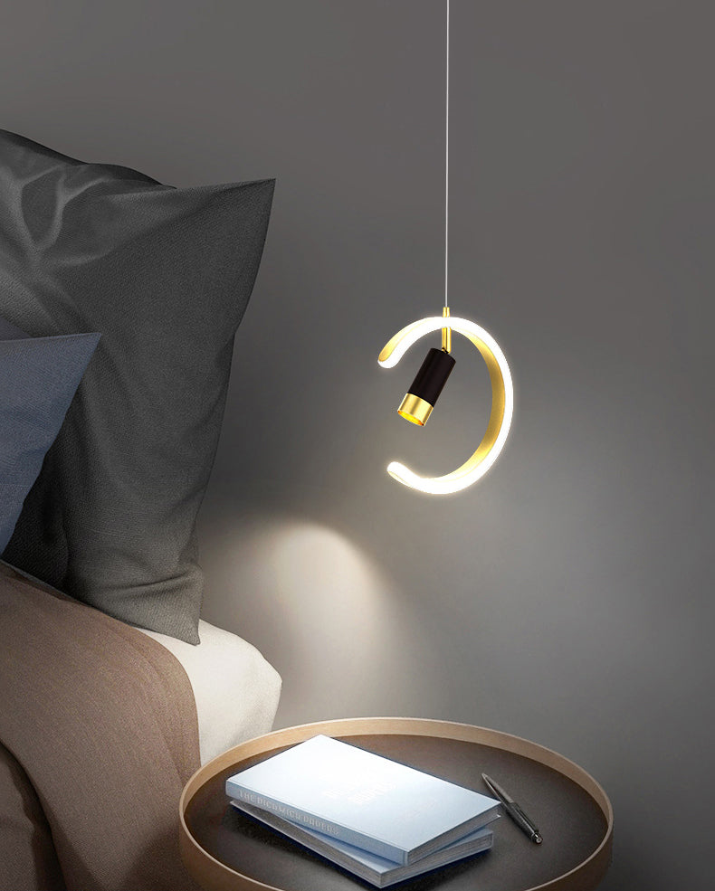 Acrylc C Pendelleuchten Scheinwerfer Einfachheit Schwarz und Gold LED Hängende Lampe für Schlafzimmer