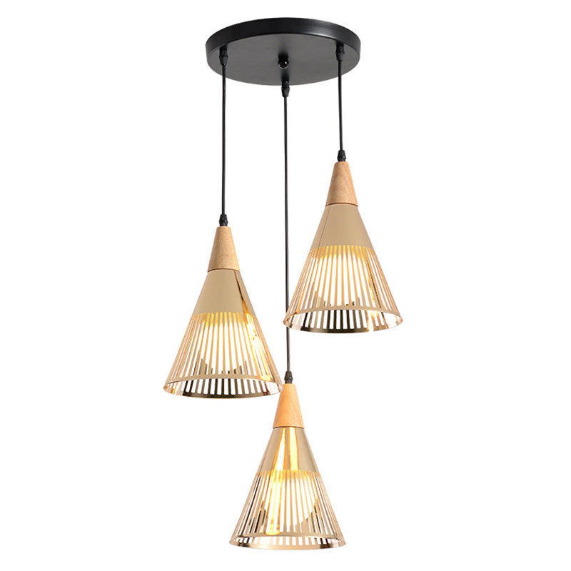 Lámpara de caída de estilo moderno Shuttlecock Hollowed Holfing Lighting con sombra de metal