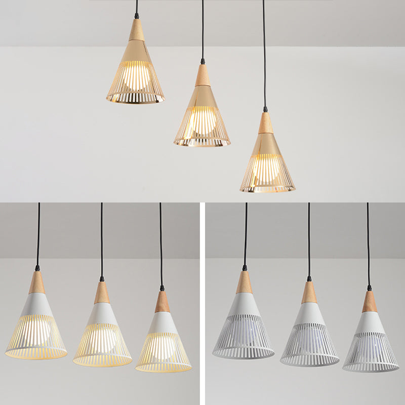 Lámpara de caída de estilo moderno Shuttlecock Hollowed Holfing Lighting con sombra de metal