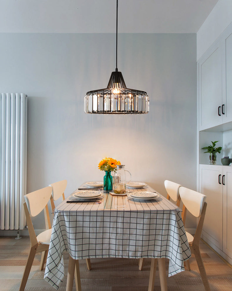 1-Licht-Trommelkristall-Anhänger-Lampe zeitgemäße Einfachheit Beleuchtung für Schlafzimmer Esszimmer