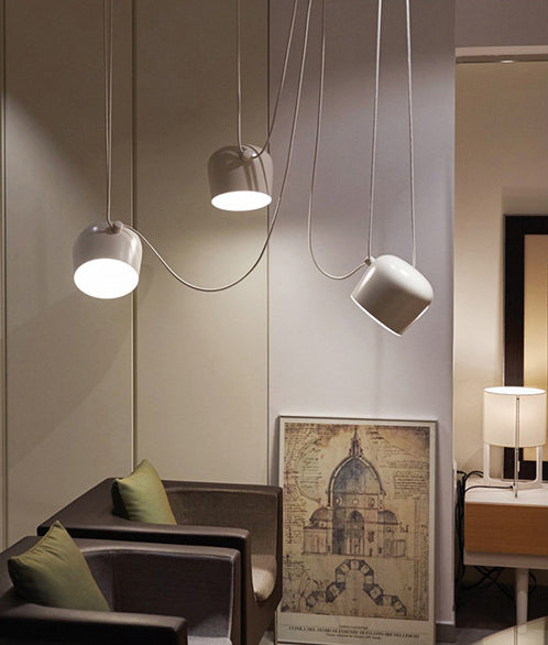 Mini Drum Aluminum Hanging Lamp Nordic White Suspension Light for Dining Room