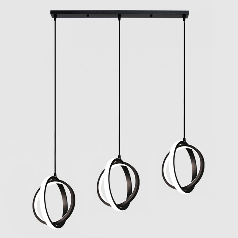 Black Circling Rings Pendant Light Minimalist Aluminum Suspension LED Light Fixture