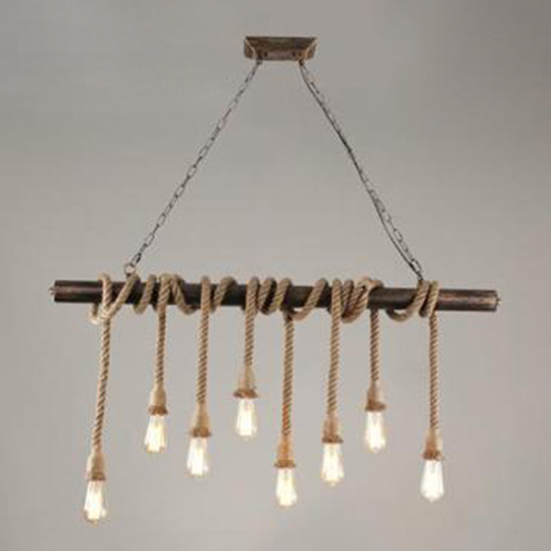 Luce a ciondolo di Brown Coffee Shop isola in stile in ferro battuto in stile classico industriale con corda di canapa