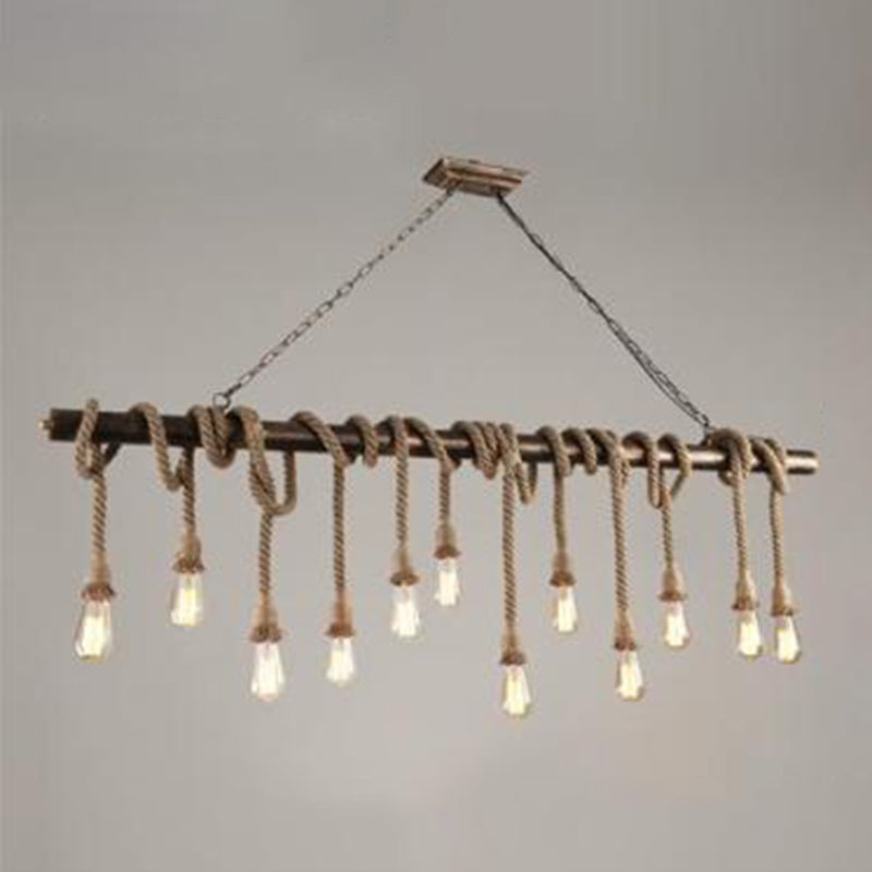 Luce a ciondolo di Brown Coffee Shop isola in stile in ferro battuto in stile classico industriale con corda di canapa