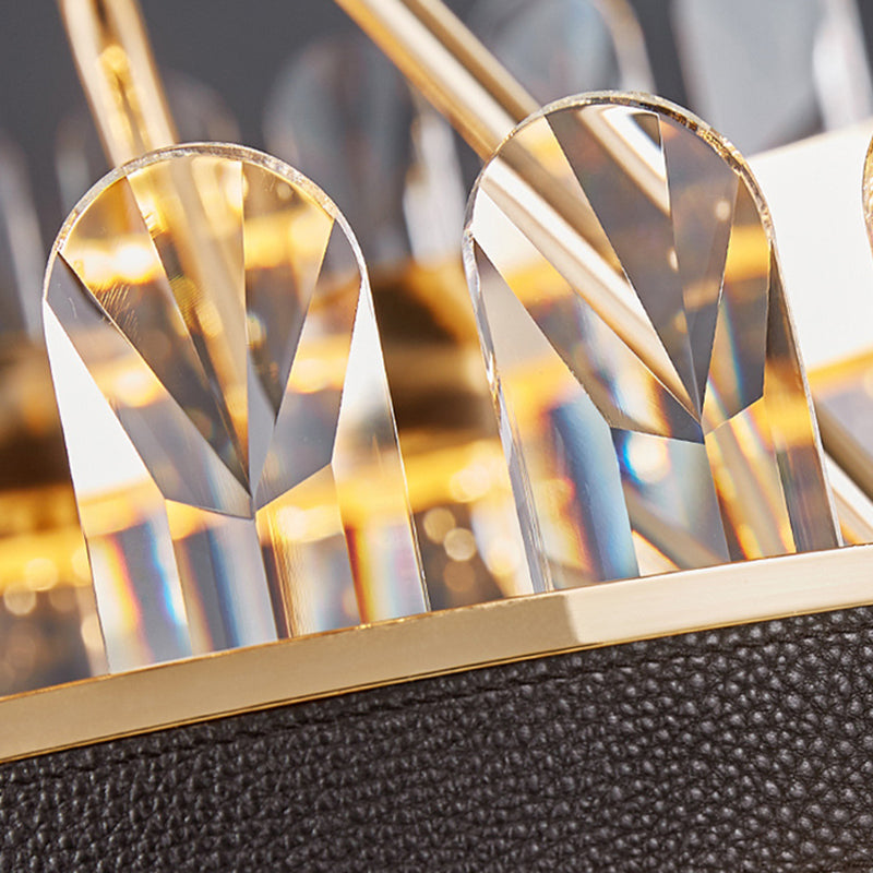 Black Linear Island Lightier Light MODERN MODERNY LED Crystal Crystal lampadario