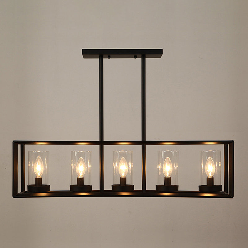 Glass Island Linear Linear Ciondolo in stile industriale Black Dinning Room Isola Penderant Candelier