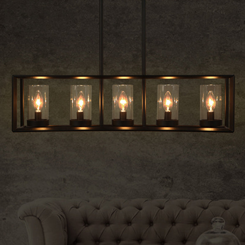 Glass Island Linear Linear Ciondolo in stile industriale Black Dinning Room Isola Penderant Candelier