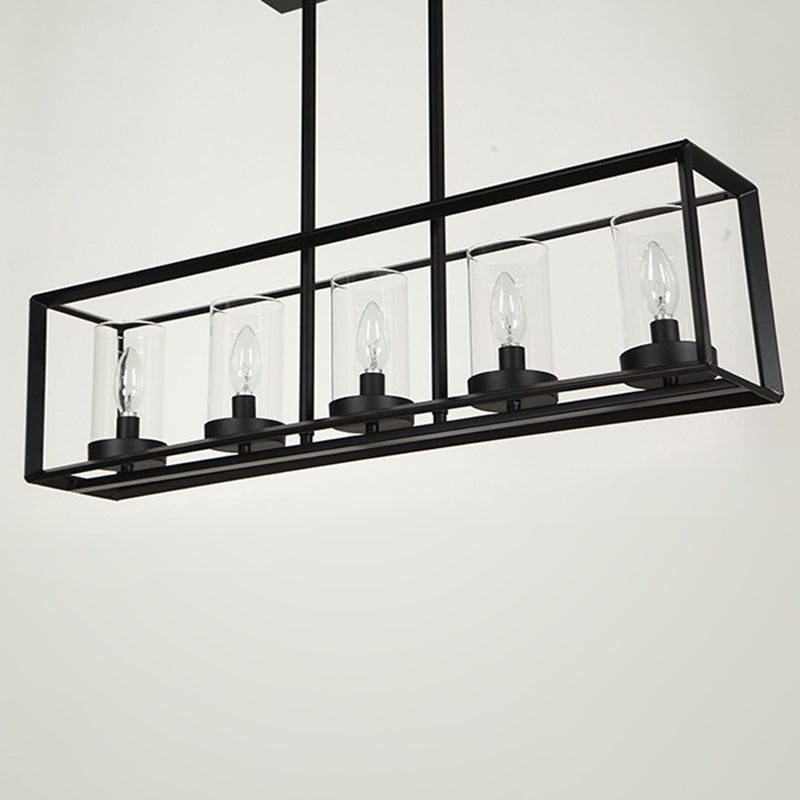 Glass Island Linear Linear Ciondolo in stile industriale Black Dinning Room Isola Penderant Candelier