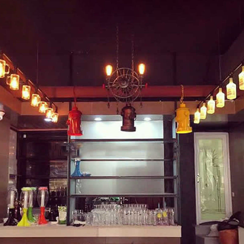 Wine Bottle Wrought Iron Island Lighting Industrial Style Over Island Lighting for Bar