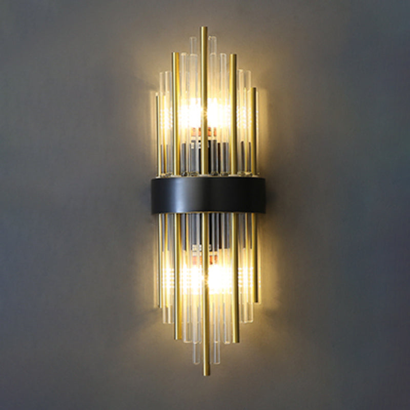 2 Lights Post Modern Wall Lamp Minimalist Linear Crystal Brass Sconce Light Fixture for Indoor