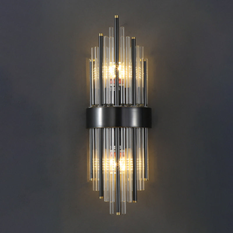 2 Lights Post Modern Wall Lamp Minimalist Linear Crystal Brass Sconce Light Fixture for Indoor